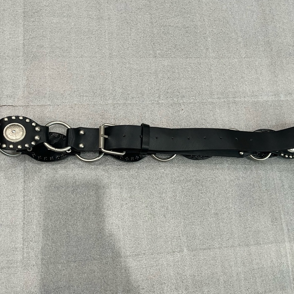 Men’s Black Belt with Silver Accents Oval cowboy western NWOT